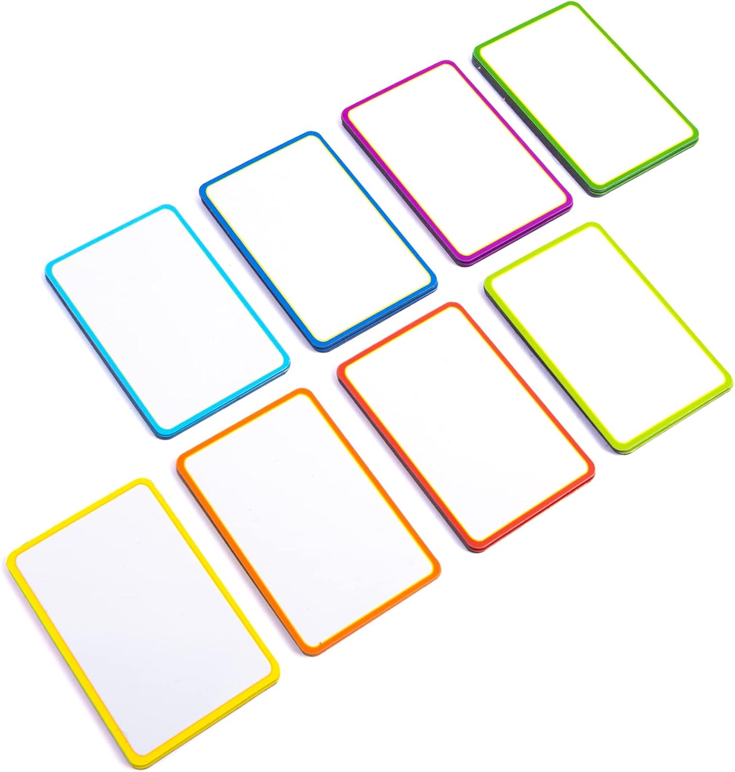 Availey 40 Pieces (3 x 2") - Colored Border Magnetic Dry Erase Labels - Reusable Strips for Classroom Home Office Garage - Refrigerator Blank Writable Erasable Cards - Name Tags Students Locker Shelf