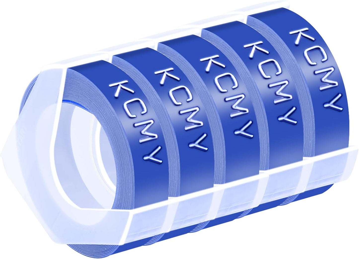 5PK 1/2 Embossing Label Tape Compatible for DYMO 521206 White on Blue 3D Plastic Labels Used in Organizer Xpress Pro 1575 1595, Office Mate II 1540 154000, MoTEX E101 E404 Label Makers