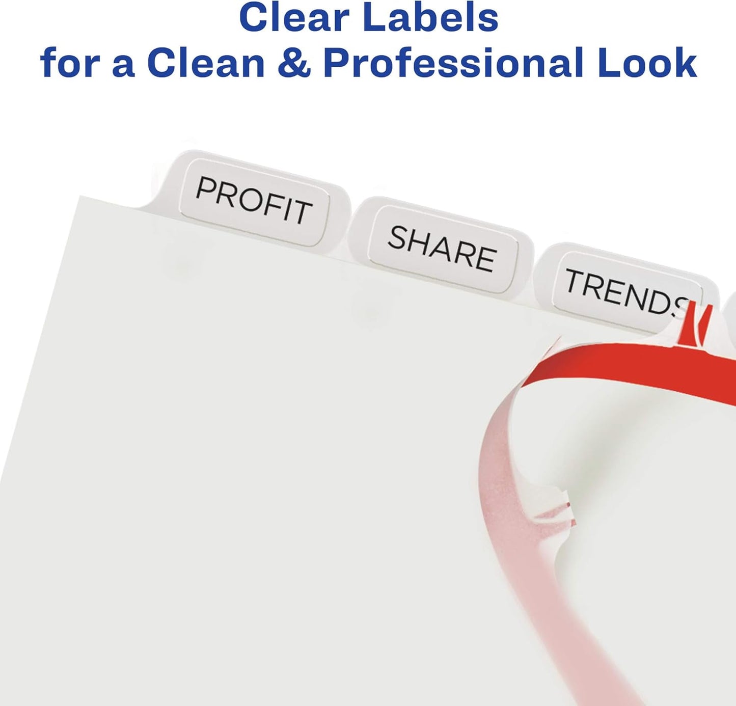 Avery 8 Tab Dividers for 3 Ring Binder, Easy Print & Apply Clear Label Strip, Index Maker Customizable White Tabs, 10-Pack of 5 Sets, 50 Sets Total (11437)