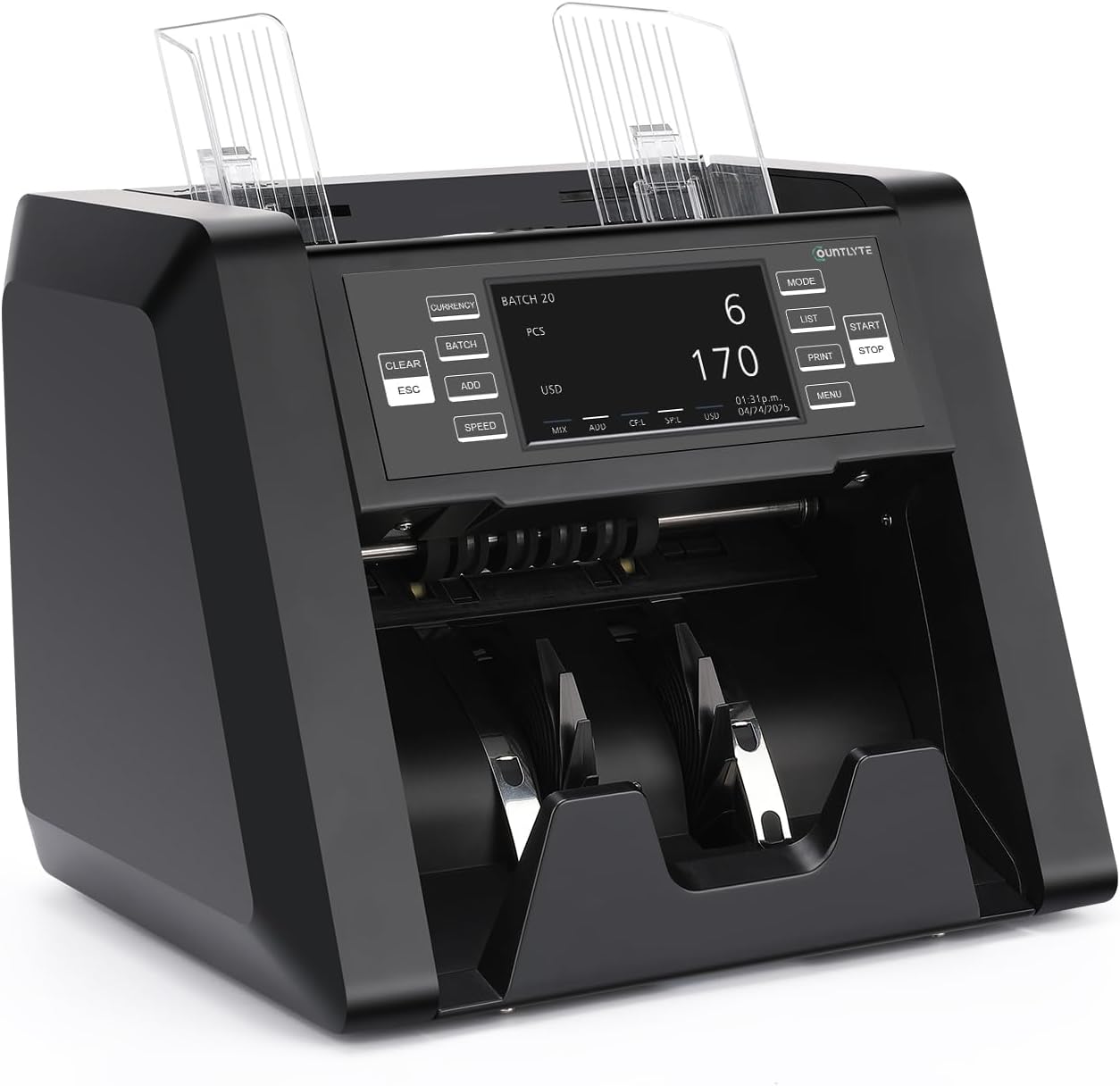 N30 Money Counter Machine Mixed Denomination, Multi Currency Value Count, CIS/UV/MG/IR Counterfeit Detection, Printer Enabled Cash Counter for Business