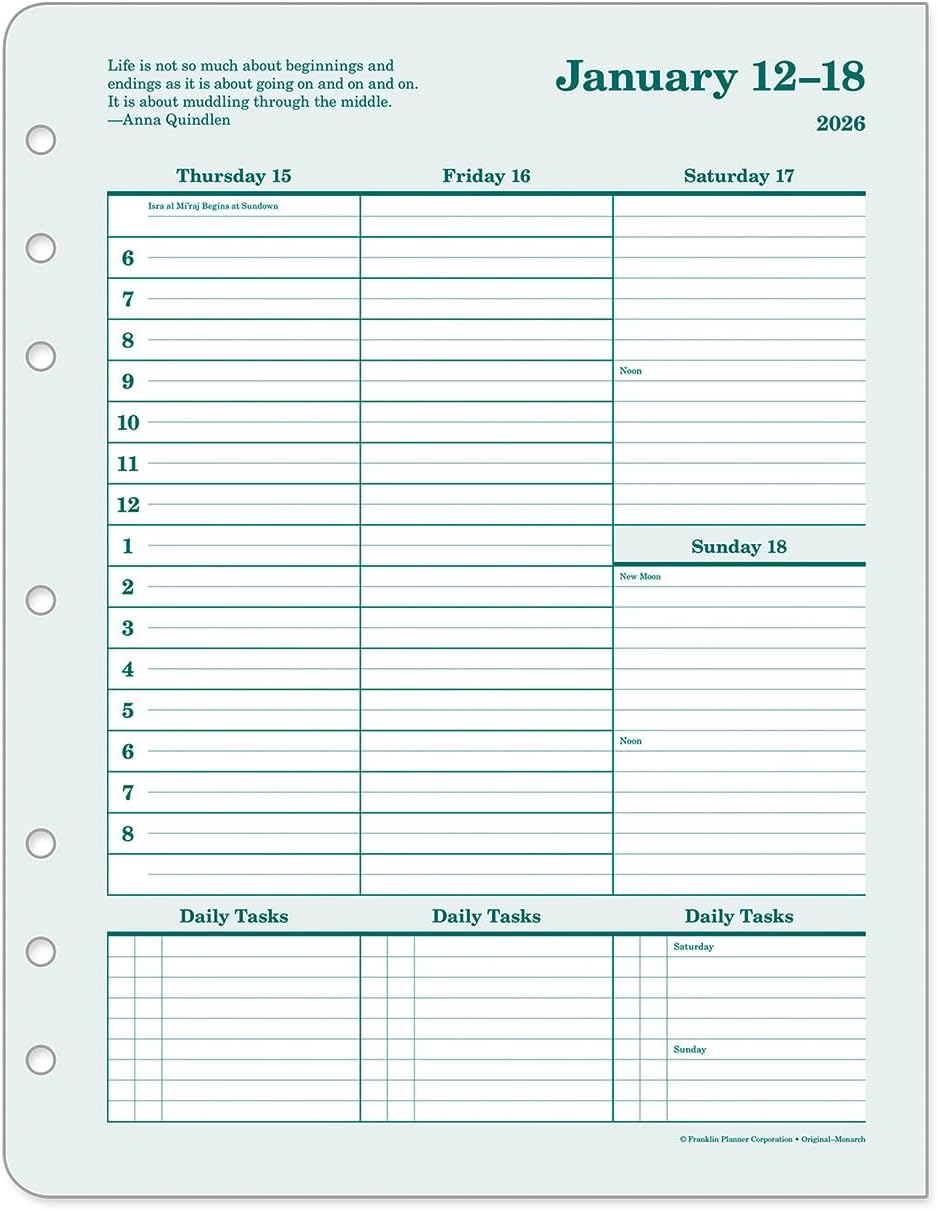 FranklinCovey - Original Weekly Ring-Bound Planner (Monarch, Jan 2026 - Dec 2026)