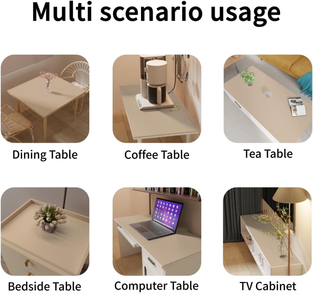 Table Cover Rectangle for Dining Room Table - Can Be Used On Both Sides Waterproof and Easy to Clean Good Flatness Used for Dining Table(Light Brown+Gray 44x96)