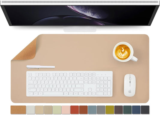 Cork Desk Mat - Dual-Sided Desk Pad for Office and Home - Desk Organization and Accessories - Ideal for Large Mouse Pad and Desk Mats on Top of Desks(Apricot,27.6"x 13.8")