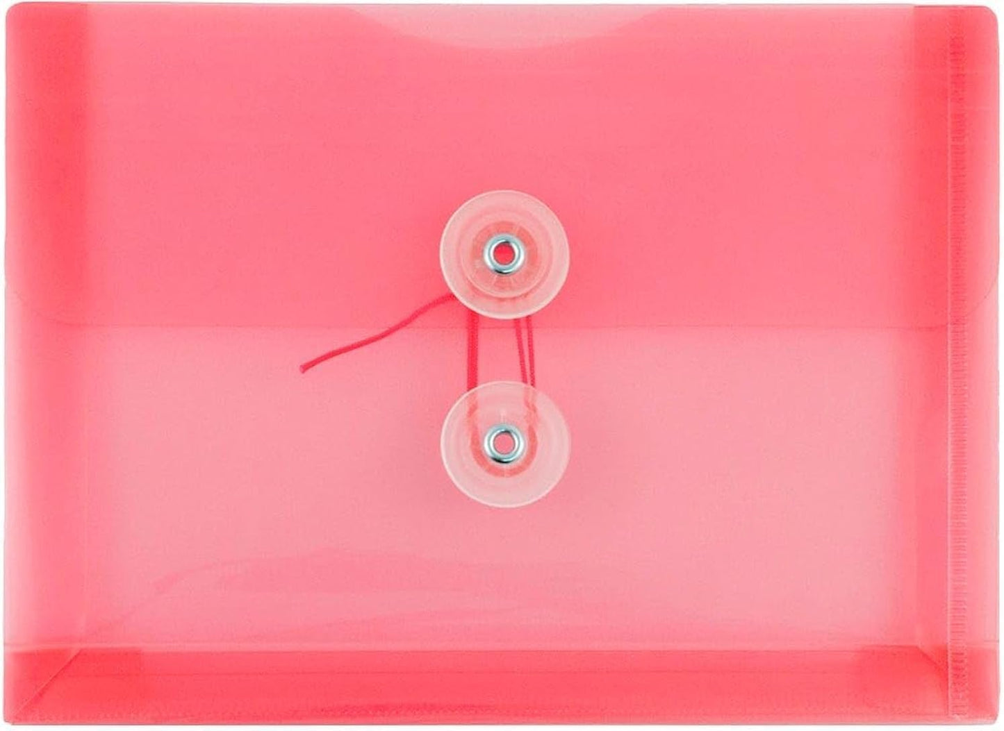 JAM PAPER Plastic Envelopes with Button & String Tie Closure - Index Size - 5 1/2 x 7 1/2 - Pink/Light Red - 3/Pack