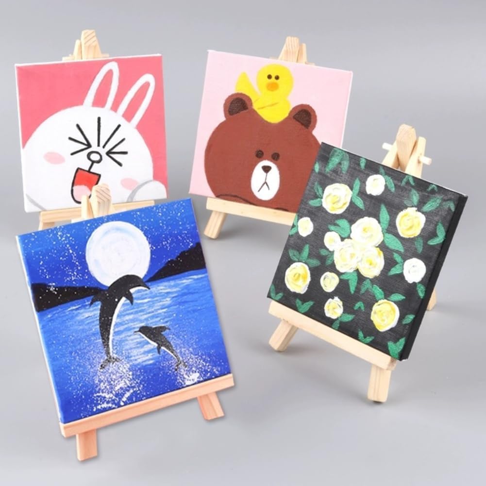 14 Pack 9 Inch Wood Easel, Painting Party Easel, Kids Student Tabletop Easels for Painting, Portable Canvas Photo Picture Sign Holder Tripod Painting Easels for Art & Crafts