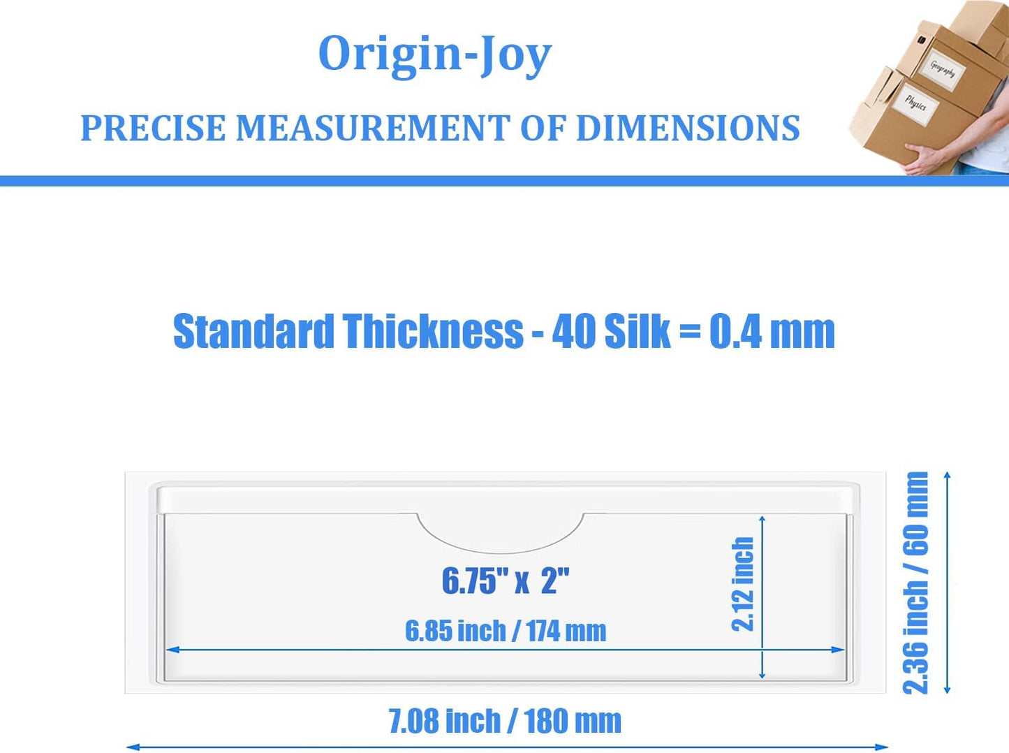 Origin-Joy 25 PCS Self-Adhesive Index Label Pockets, Clear Plastic Peel & Stick Card Holders with Top Open for Loading (6.75 x 2 inch)