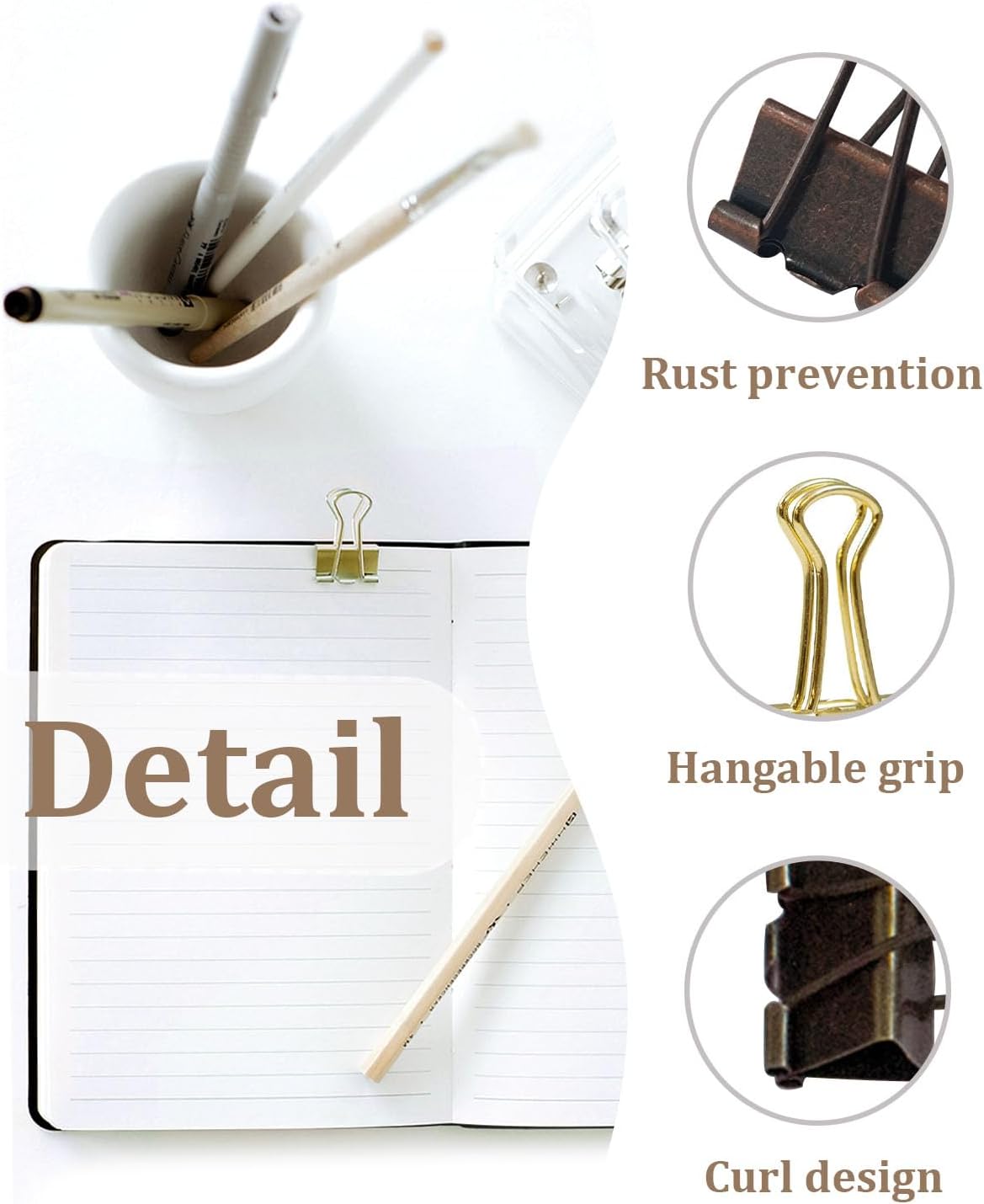 Mini Binder Clips 0.75in 24-Pack - Multicolor Bronze Clips for Notes with Magnetic Case