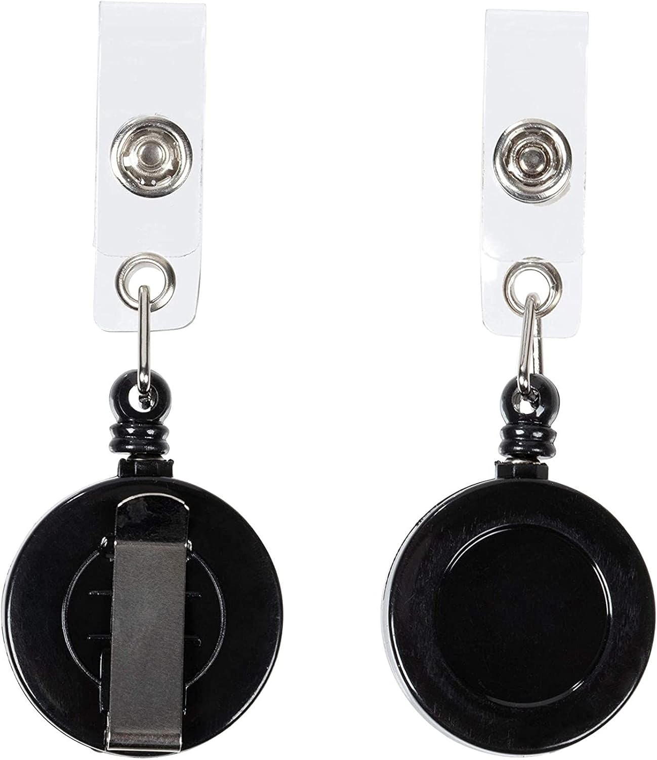 Juvale Badge Reels - 100 Pack, Black, 26.5 in Nylon Cord - Retractable Badge Reel & ID Card Holder Clips & Name Tag Holder for Nurses & Teachers