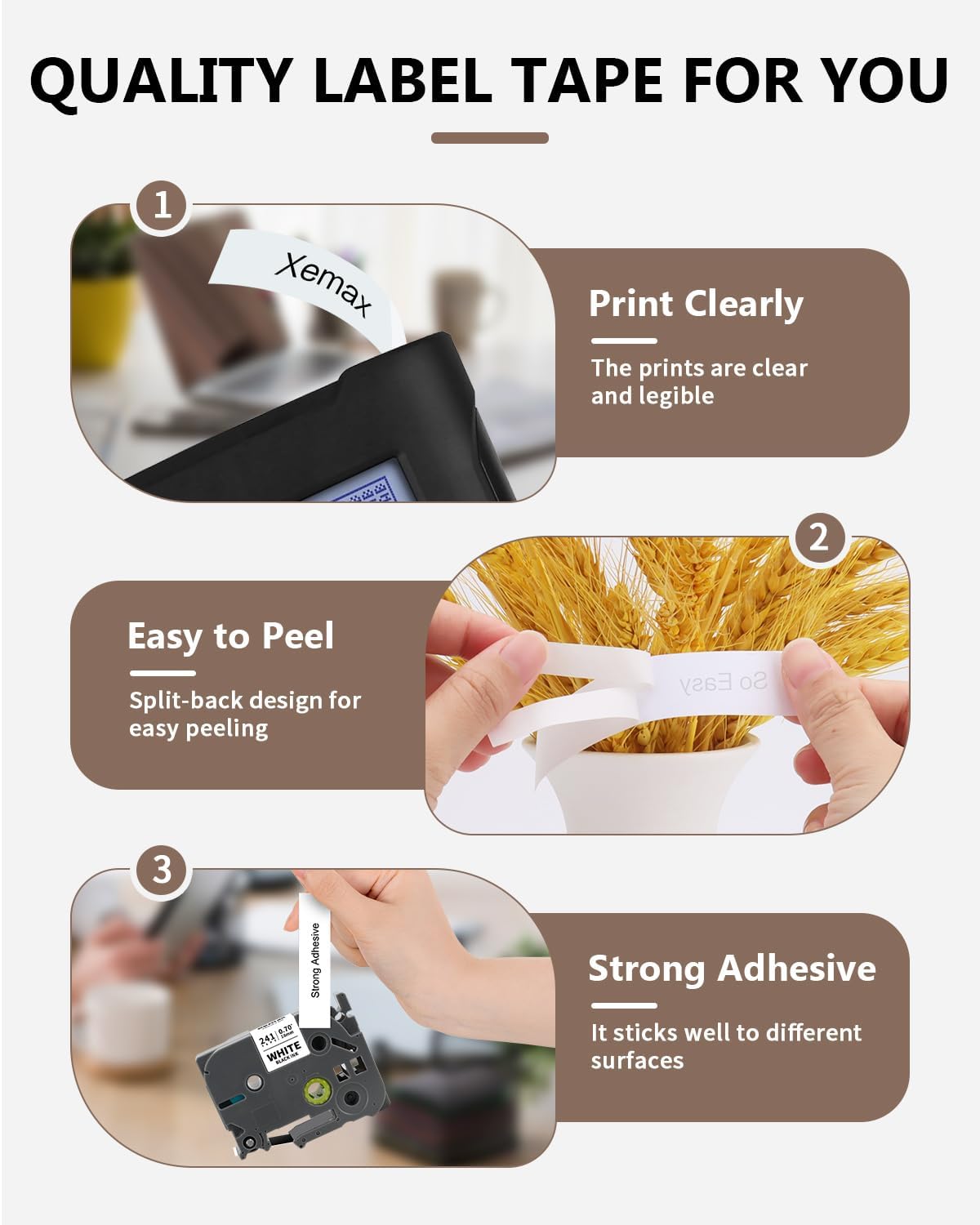 4-Pack 18mm 0.7" Laminated White Compatible for Brother Tze-241 Tze241 Tze241 Tz-241 Tz241 3/4" PTouch Tape Tze Tz 18mm 0.7 Laminated White Label Tape for PT-D400 PT-D410 PT-D600 PTD-610BT