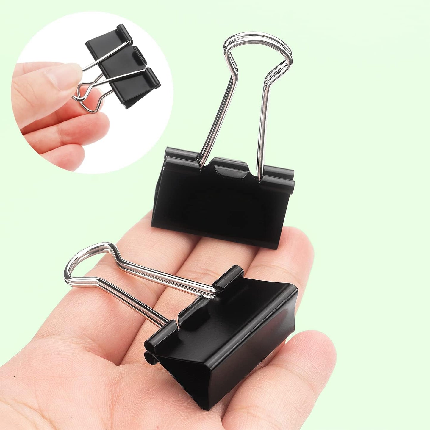 ZZTX Black Binder Clips Paper Clamps Clips Medium Size, 1.3 Inches, 36 Pack