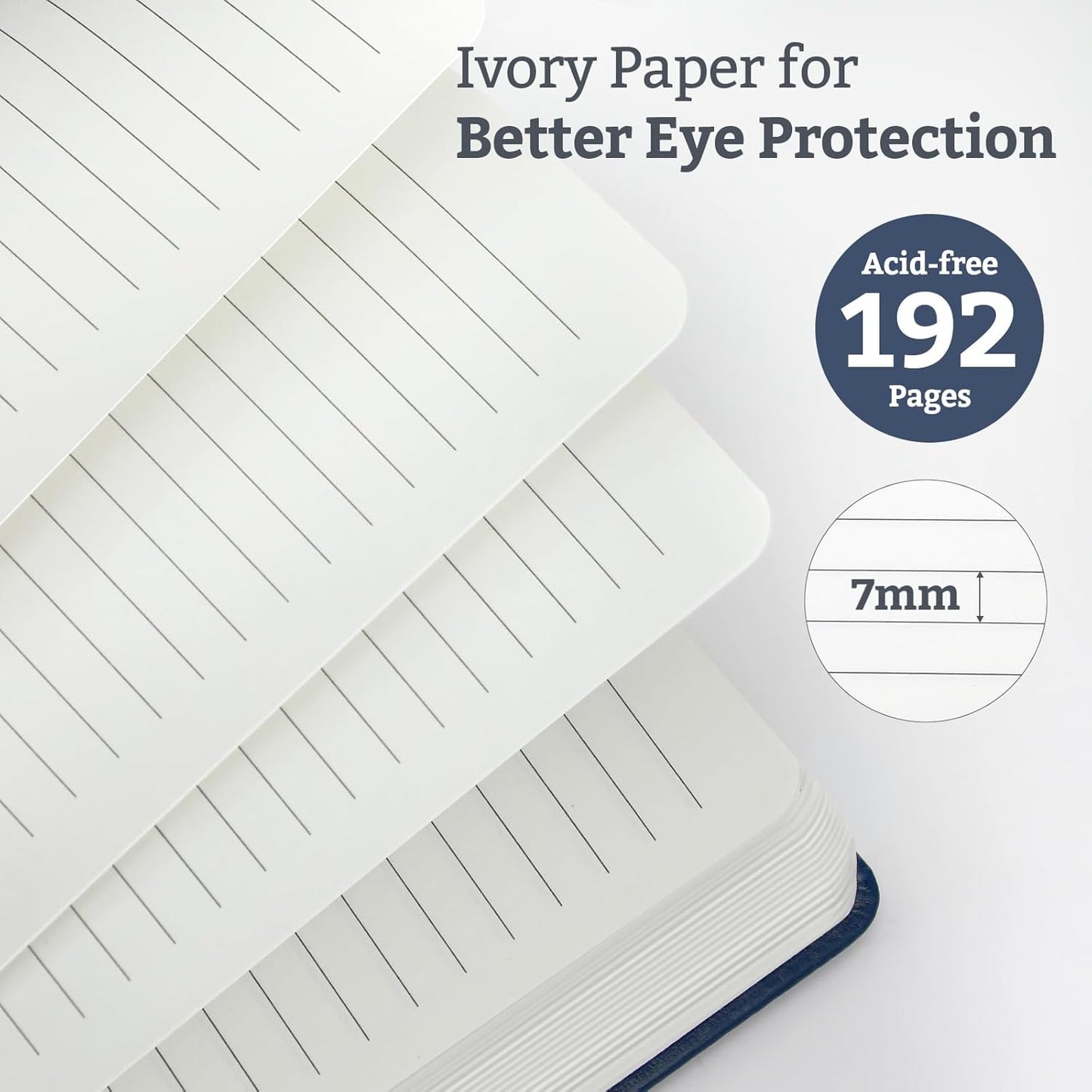 2Pack Lined Hardcover Journal Notebook, A5 192 Pages 100Gsm Thick Paper College Ruled for School,Note Taking,Work,Diary，5.7"*8.3",Navy