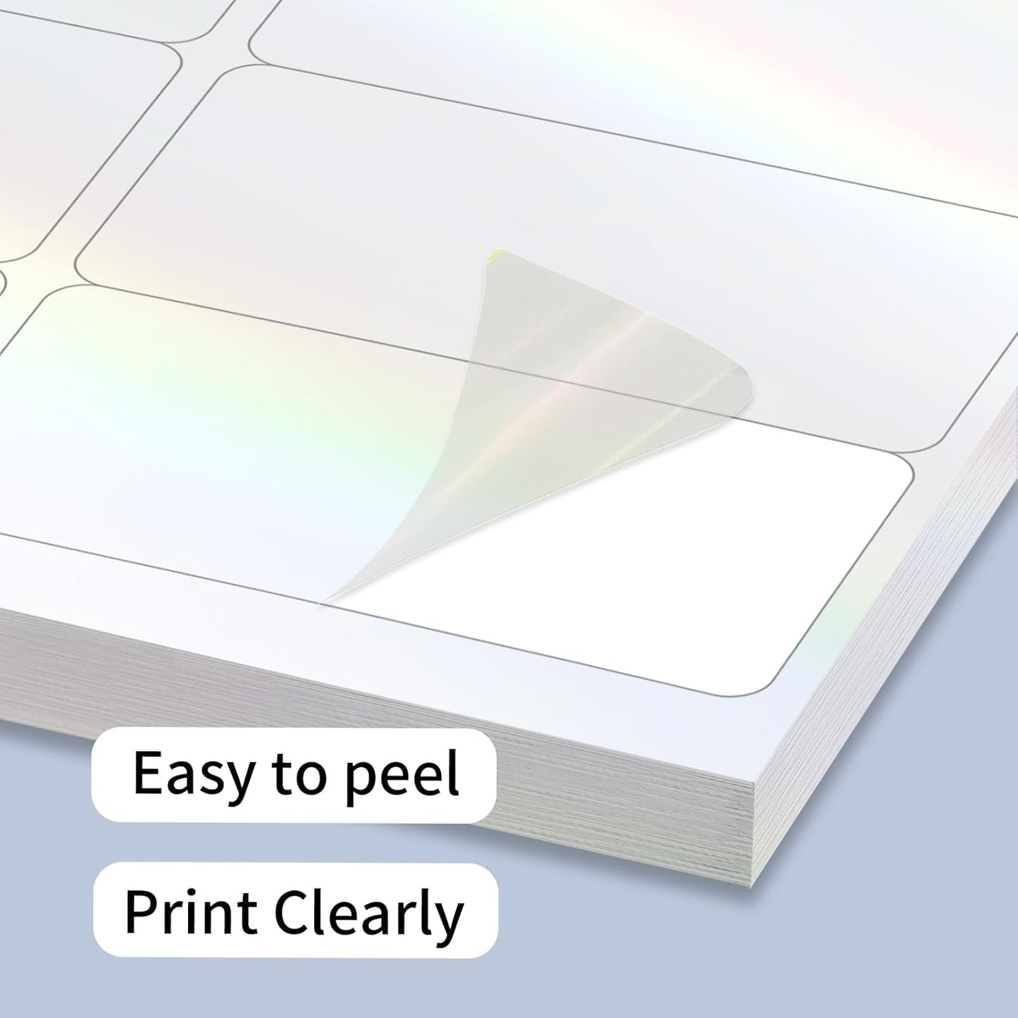 STARLIBOO Transparent Stickers Labels -1" x 2-5/8" Clear Address Labels Mailing Stickers for Laser/Inkjet Printer 8.5"×11"- 20 Sheet (Clear Holographic)