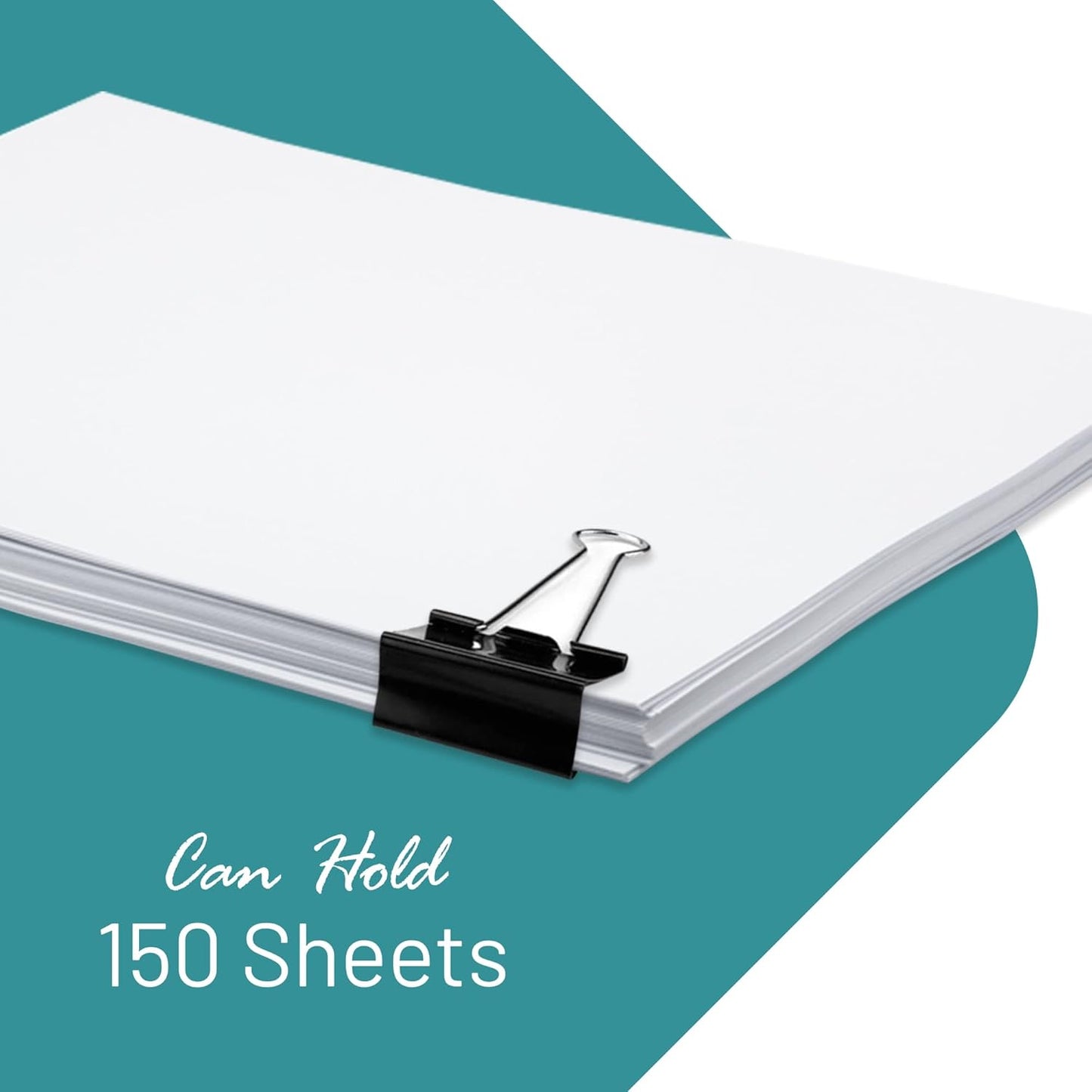 Binder Clips - 24 Medium Binder Clips, 1.25 Inch Black Paper Clamps, File Clip for Home, Office and School Supplies