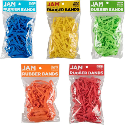 JAM PAPER Colorful Rubber Bands - Size 64 - Assorted Rubberbands - 500/Pack