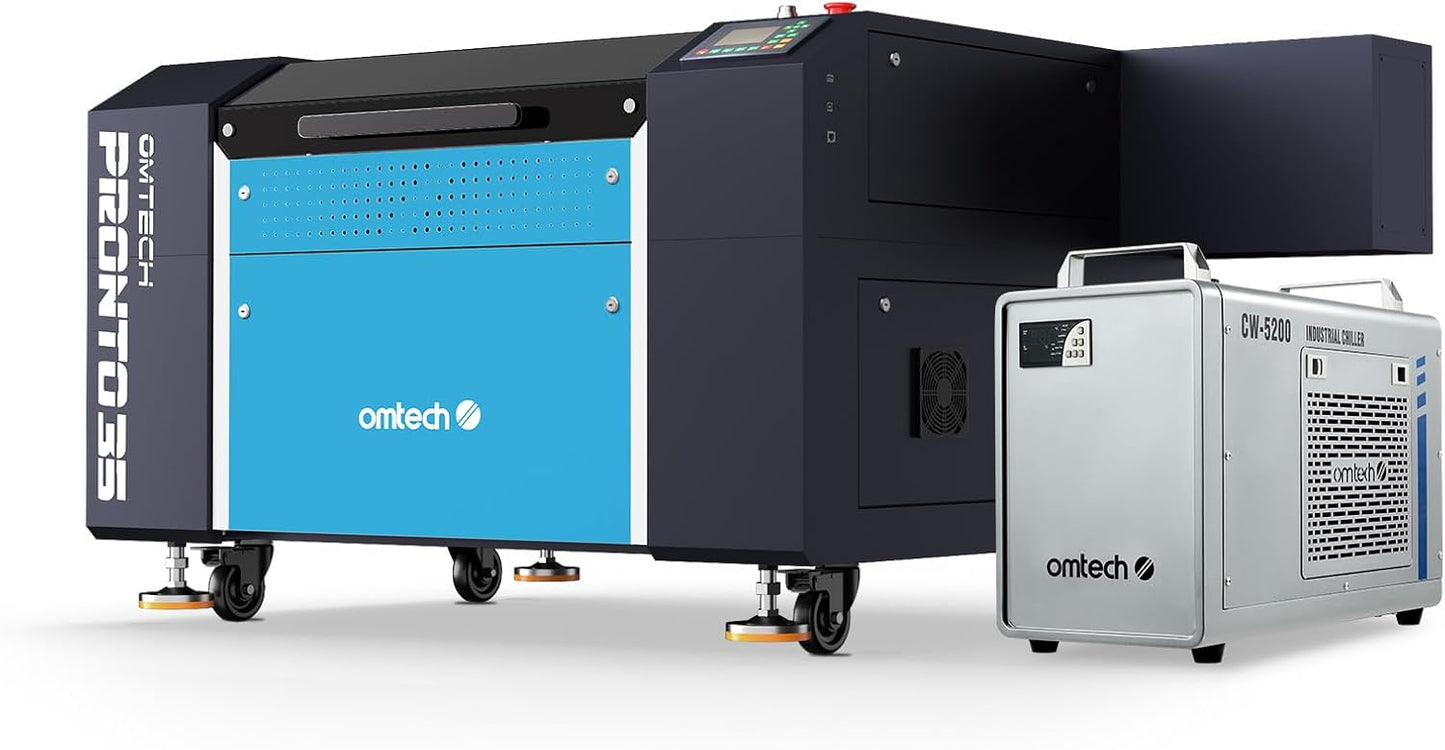 OMTech 100W CO2 Laser Engraver with Water Chiller, 28"x20" Laser Engraving Machine with Autofocus 2 Way Pass-Throughs Built-in Air Assist, Laser Cutter for Wood Glass Acrylic More