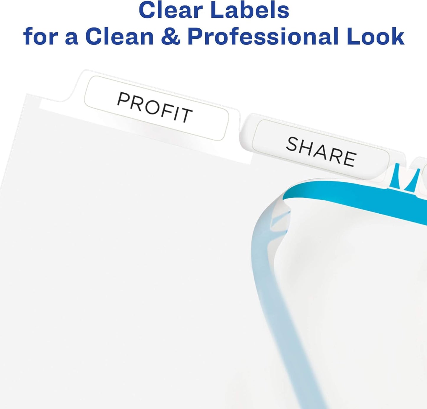 Avery 5 Tab Dividers for 3 Ring Binder, Easy Print & Apply Clear Label Strip, Index Maker Customizable White Tabs, 4-Pack of 50 Sets, 200 Sets Total (11556)