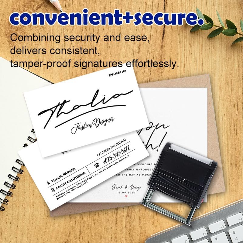 Personalized Self-Inking Signature Stamp, Custom Signature Stamp for Signing Your Name and Documents — Multiple Sizes, 5 Ink Colors