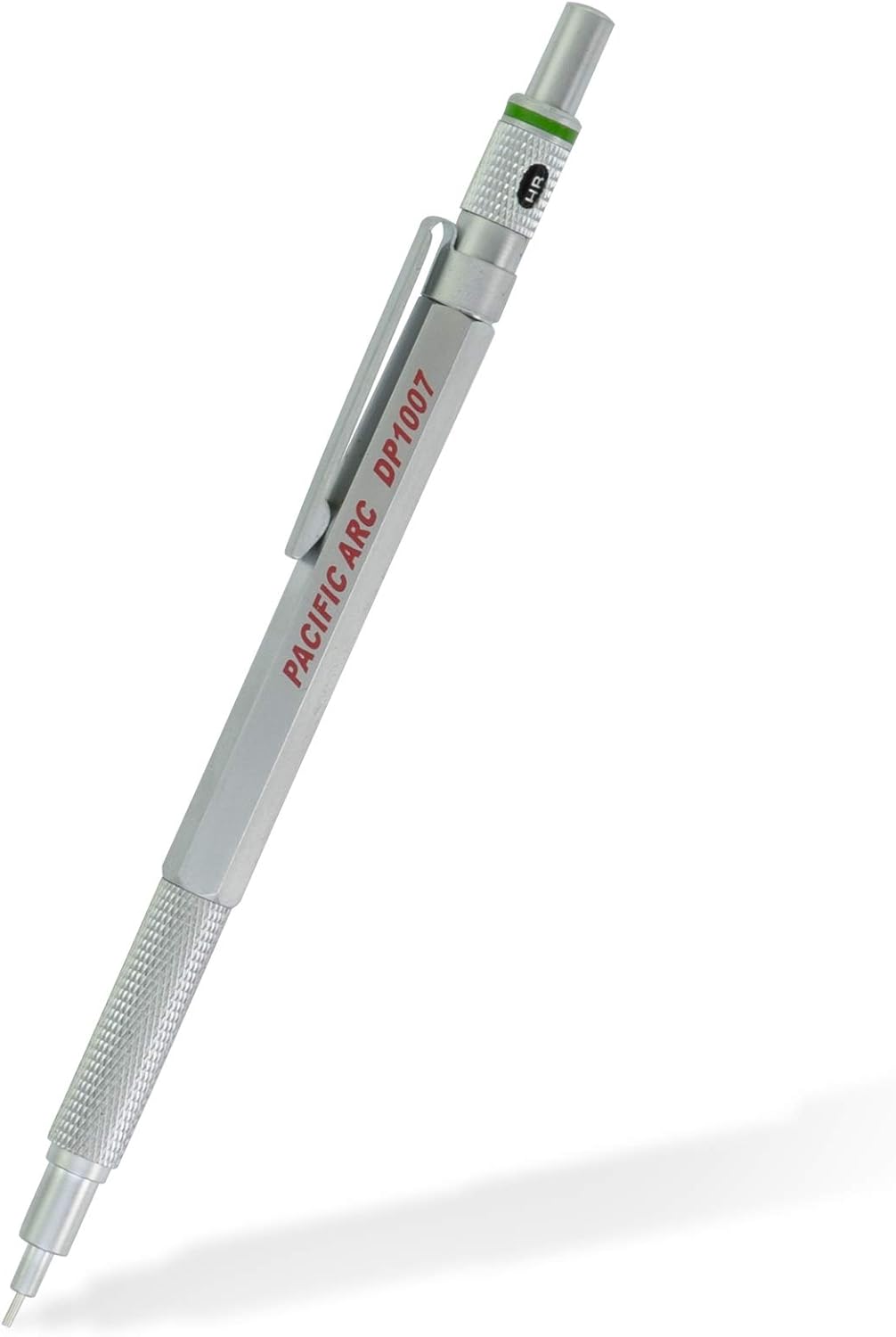 Pacific Arc Chromagraph Metal Mechanical Pencil .7 mm Silver Barrel Mechanical Pencil with Built In Lead Pencil Grade Indicator, Lead Pencil Holder for Drafting, Sketching, and Drawing