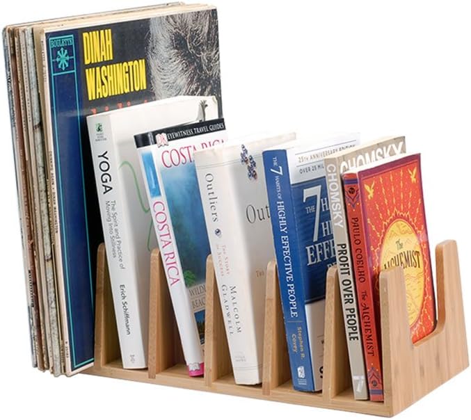 MobileVision Bamboo Versatile 6 Dividers/Sections Orgainzer for Book Rack, Video, CD, Record Organizer (7" L x 14" W x 5 H)