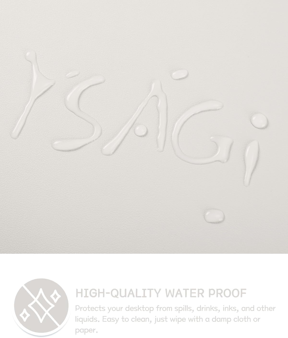 YSAGi Non-Slip Leather Desk Pad L Size, Waterproof Laptop Computer Desk Keyboard Mat, Table Protector Blotter Mat, Large Mouse Pad for Office/Work/Home/Decor(Apricot Gray, 35.4" x 17")