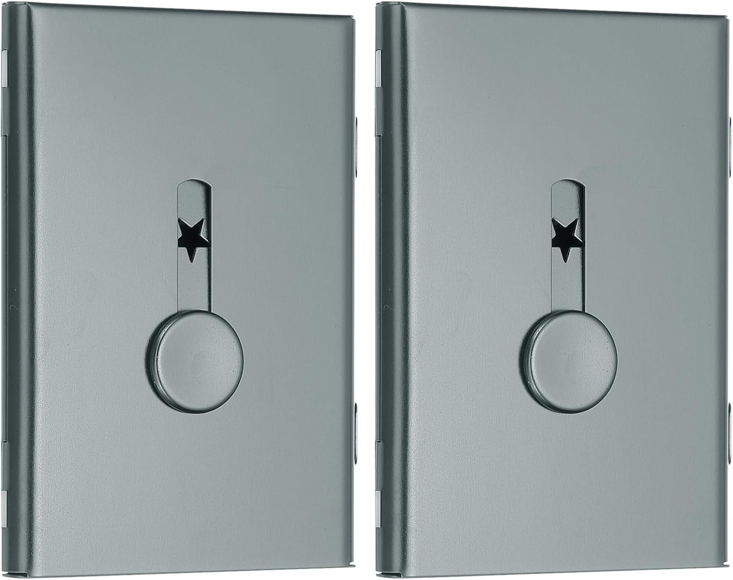 PATIKIL 2 Pcs Business Card Holder, Thumb Drive Business Card Holder Portable Business Card Holders Alloy Slide Out Card Case for Business Meeting, Grey