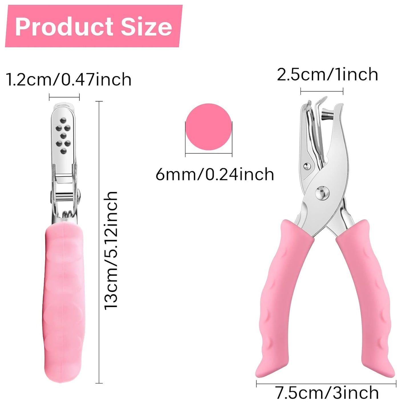 NEBURORA Hole Punch, Purple Single Hole Puncher Metal with Soft-Handled for DIY Craft Tags Clothing Ticket Scrapbook Tool, 3 Colors Options