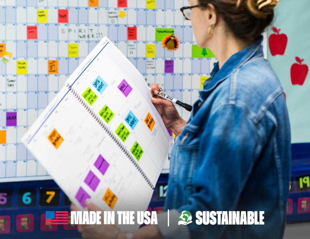 The Big Class Academic Planner 2025-2026 – Large & Portable 11x14 Foldable Design – Dry-Erase, Marker Included – 48 Pages with Note Sections & Labels, for Students, Teachers, Parents