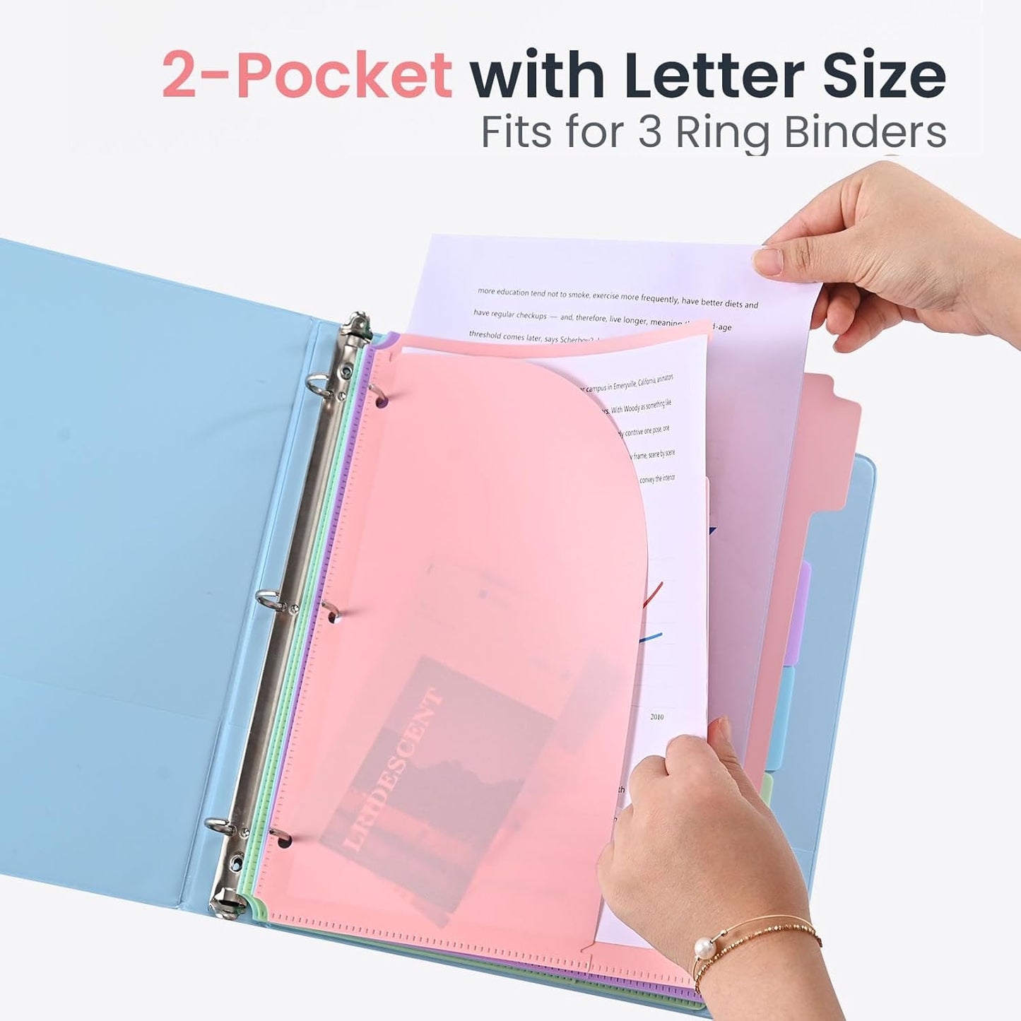 5 Tabs Dividers with Pockets for 3 Ring Binder, 5 Counts Binder Dividers Index for US Letter Size, Binder Dividers with Tabs for School Office Organization(XY026) (1)