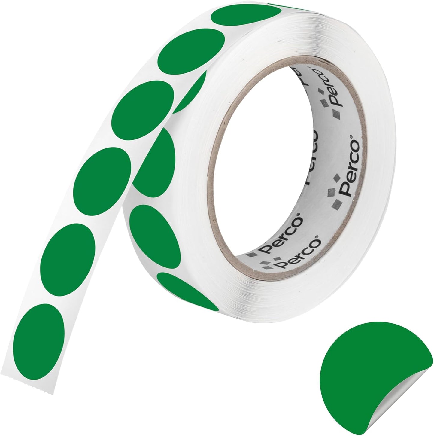 Perco Green 1-Inch Round Circle Dot Sticker Labels with Removable Adhesive – 1,000 Labels per Roll – Versatile, Vibrant Colors, Reliable Hold, No Residue, Perforated for Convenient Use – Made in USA