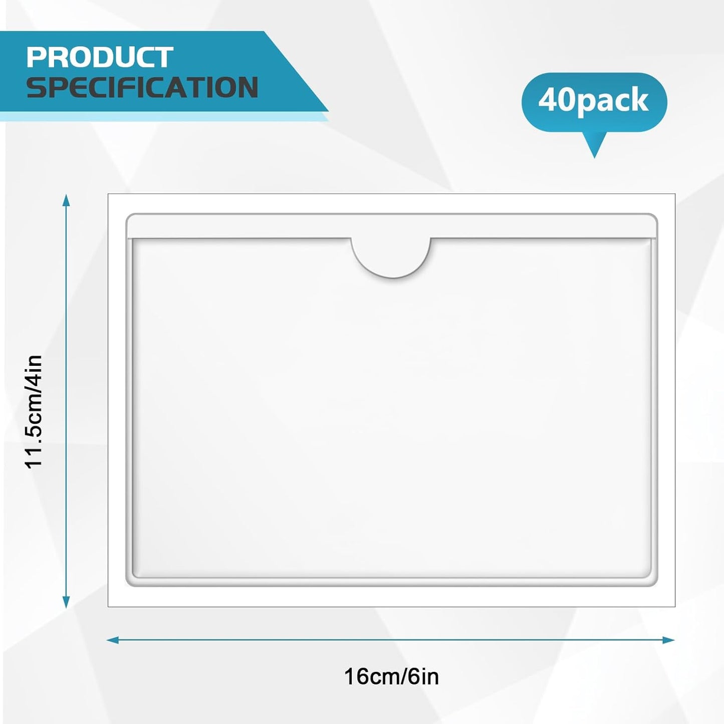 40 Pack 4" x 6" Index Card Pockets with Top Open Self-adhesive Index Card Holders Clear Plastic Labels Holders for Storage Bins, Organizing