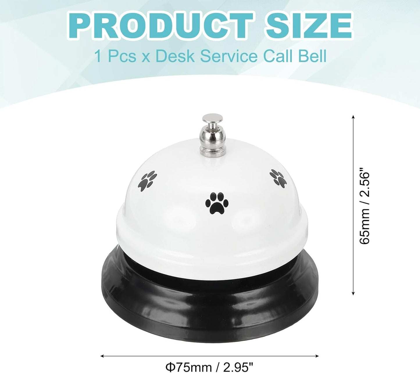 uxcell Desk Service Call Bell, 2.95 Inch Metal Dinner Service Bell Ring for Hotel Restaurant Reception Area and Wedding Party Events, White