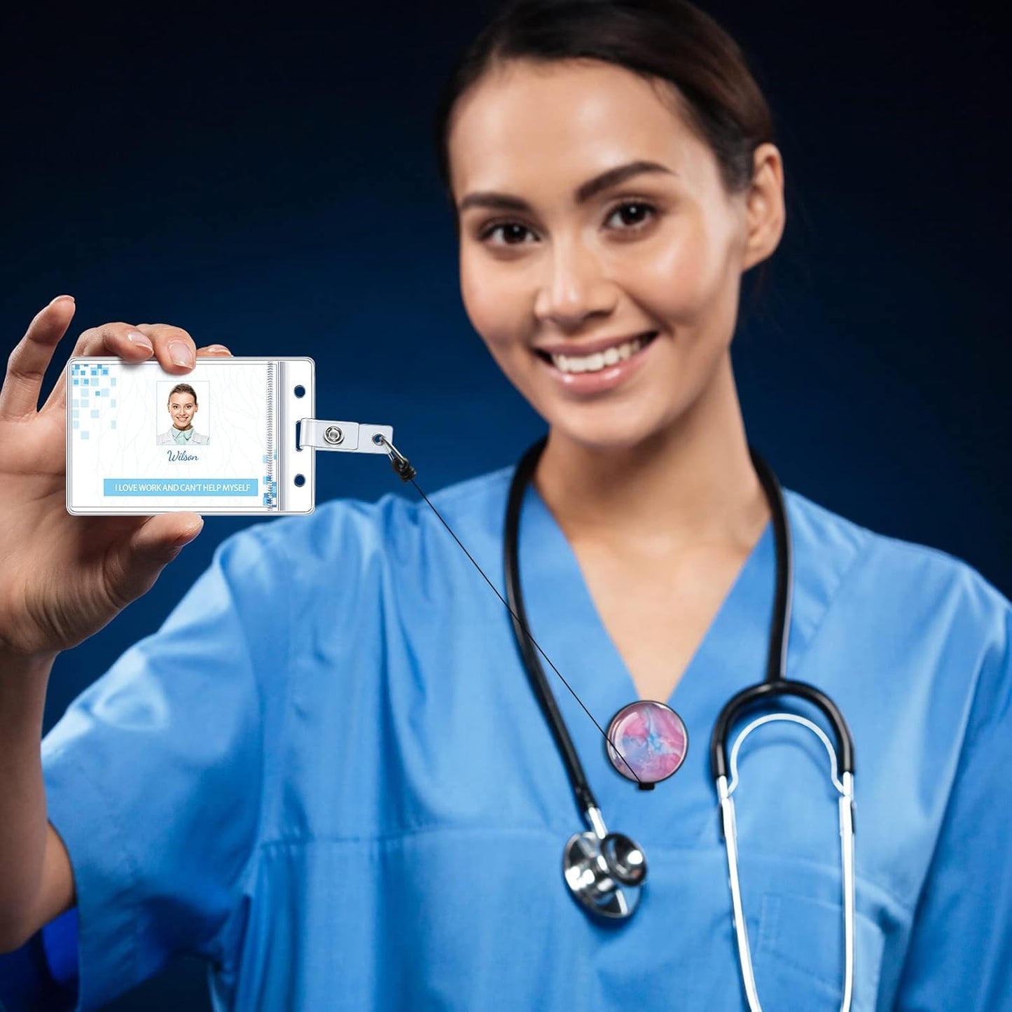 Fainne 15 Pieces Funny Badge Holders for Nurses Retractable Decorative Badge Reels with Alligator Clip for Nurse Week Gift Doctors Teachers(Marble Style)