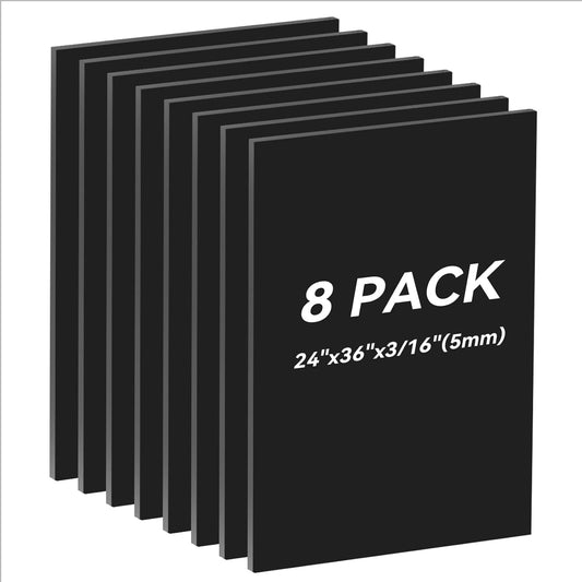 8PACK Black Foam Board for DIY Projects 24x36×3/16 inches,5MM Poster Board High Quality Blank Board Perfect for Arts Crafts School Projects Presentation Displays