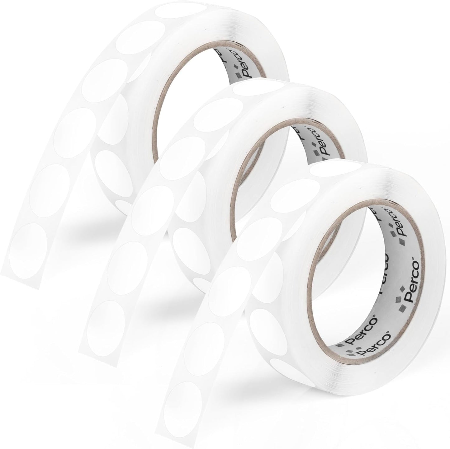 Perco White 1-Inch Round Circle Dot Sticker Labels - Multi-Roll Pack (3 Rolls, 1,000 Labels Each) - Permanent Adhesive, Vibrant Colors, Strong Hold - Perforated for Easy Use - Made in USA