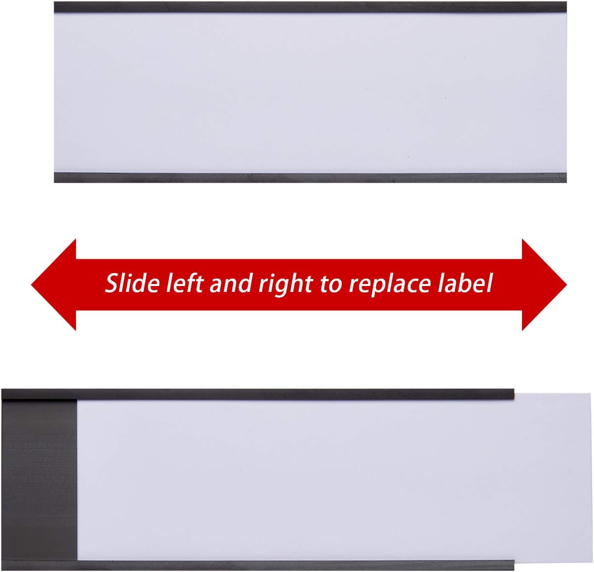 Eeoyu Magnetic Label Holders with Magnets Magnetic Data Card Holders with Clear Plastic Protectors for Metal Shelf, Whiteboard, Set of 30 (2 x 5.5 Inch)