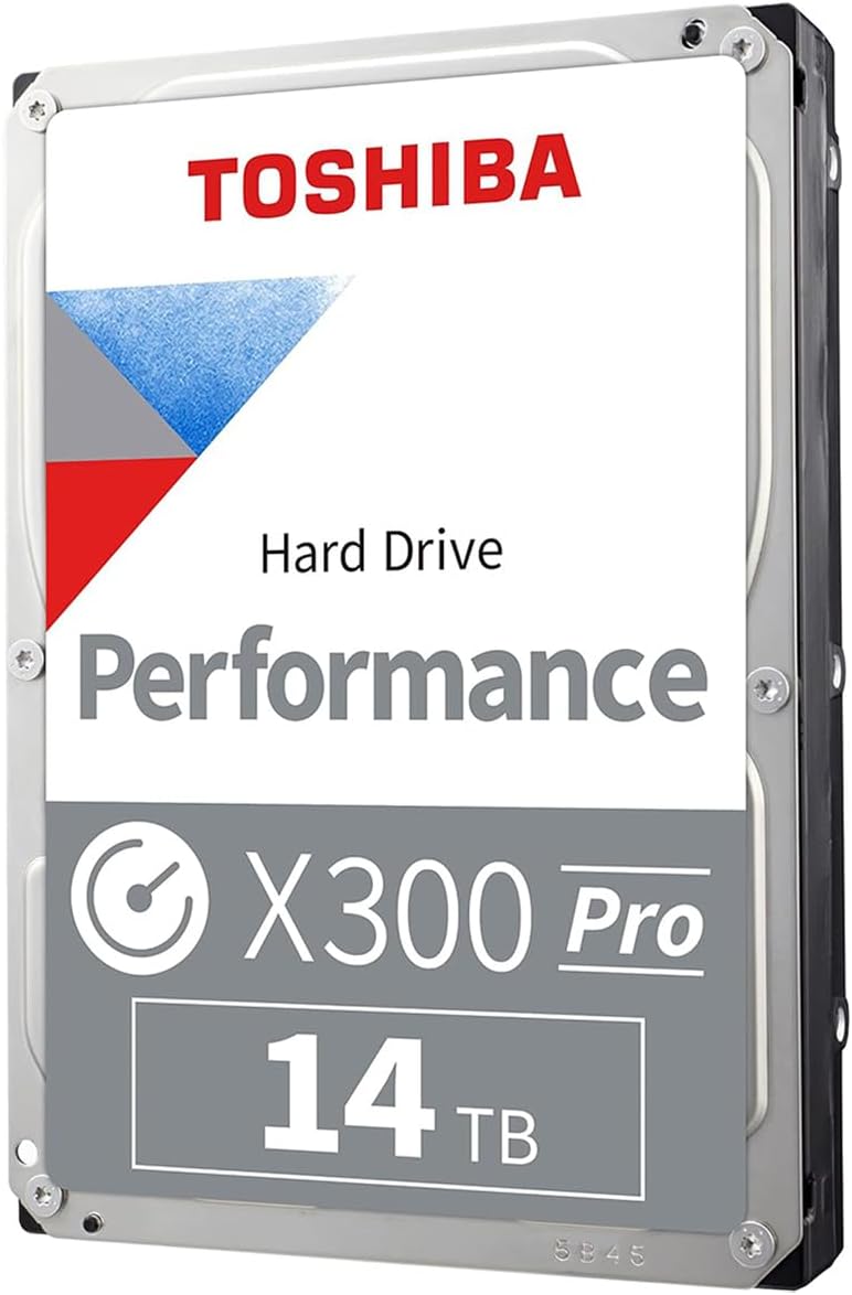 Toshiba X300 PRO 14TB High Workload Performance for Creative Professionals 3.5-Inch Internal Hard Drive – Up to 300 TB/Year Workload Rate CMR SATA 6 GB/s 7200 RPM 512 MB Cache - HDWR51EXZSTB