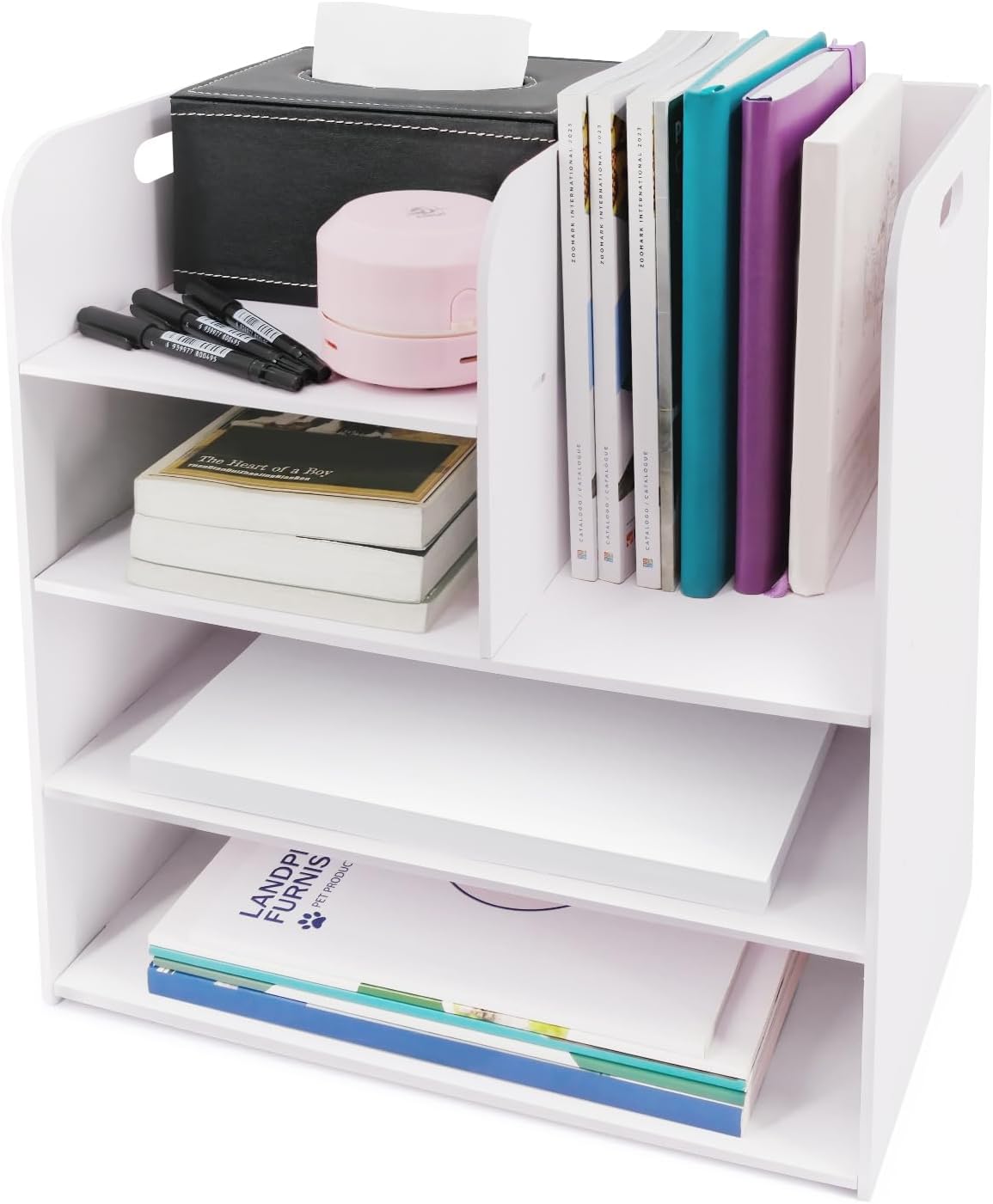 SONGWAY Desk File Organizer with Handle - Desktop File Sorter, Paper Storage Holder, Paper Letter Tray, Desk Organizers and Storage for Home Office School