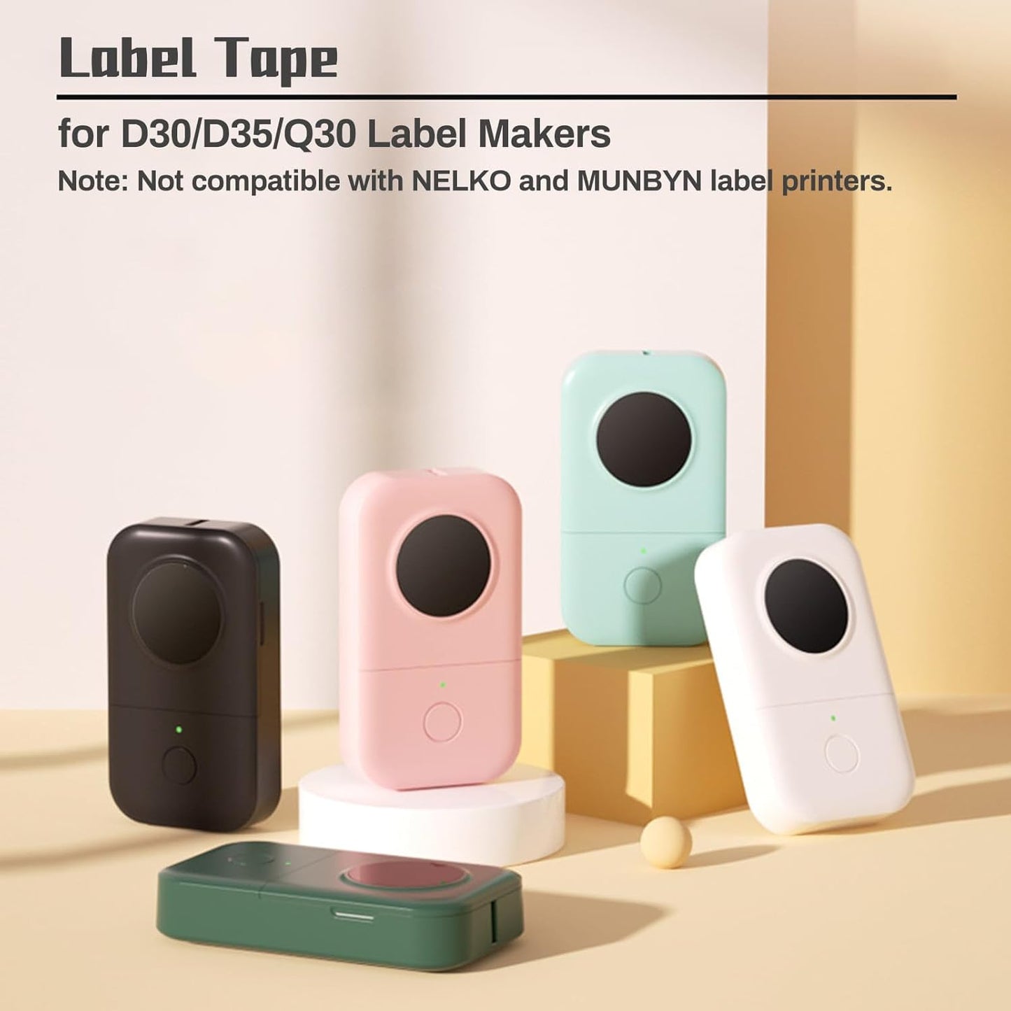 White D30 Label Tape, Label Maker Tape-12mm×40mm(0.47"x1.57") Sticker Thermal Paper Self-Adhesive for D30 Printer 3 Rolls