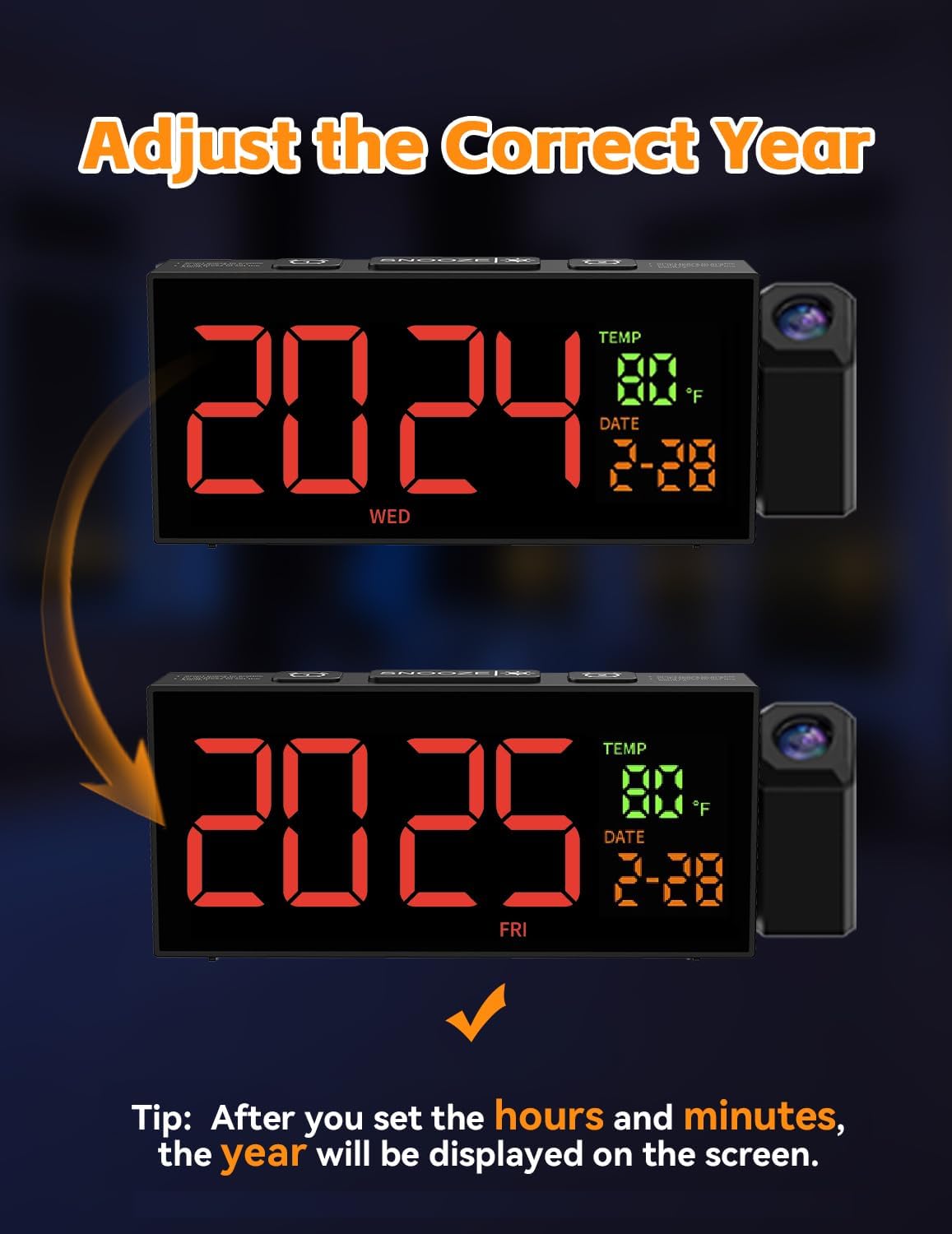 Netzu Projection Clock for Bedroom Ceiling, Alarm Clocks with 180° Rotatable Projector, Date Temperature and Weekday, Manual DST, 5 Brightness, 10 Ringtones, 4 Volumes and Snooze