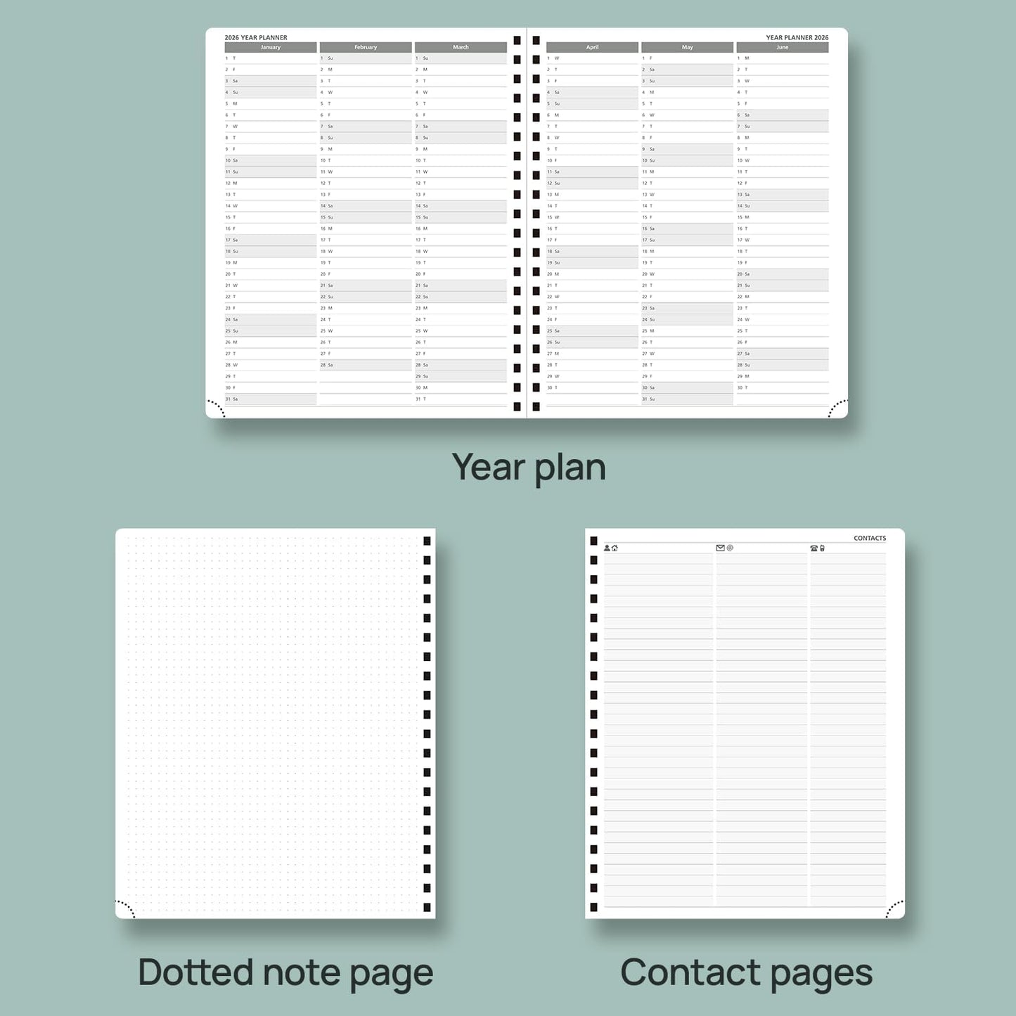 POPRUN Planner 2025-2026 Weekly Planner Notebook (Large 8.5''x 10.5'') Academic Calendar (JUL.25 - JUN.26) Appointment Book with Monthly Tabs, Spiral Soft Cover, Inner Pocket, 100 GSM - Lilac
