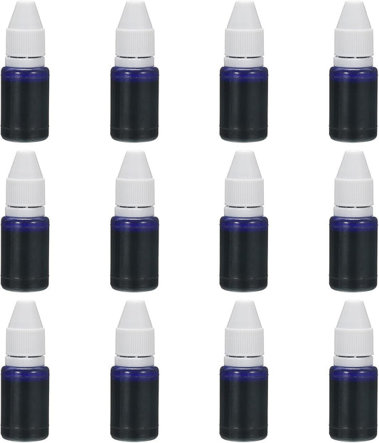 PATIKIL 0.33oz Refill Ink for Stamps and Ink Pads, 12Pcs 10ml Stamp Pad Ink Refill for Office Stamp Self Inking Stamp Date Stamp Scrapbooking, Dark Blue