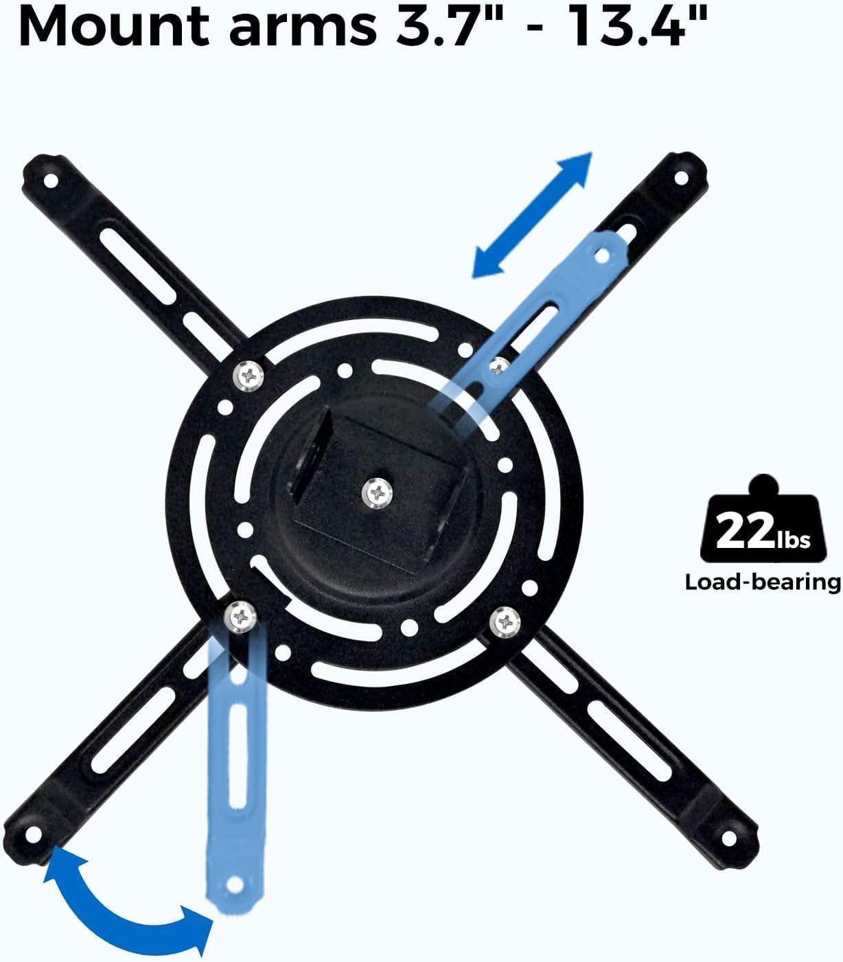 Projector Mount, 42.5 inch to 59 inch Adjustable Height ,Universal Full Motion Ceiling Bracket 22lb Max Weight and Extendable Arms Tilt Rotating Swivel Mount for Home and Office Projector Black