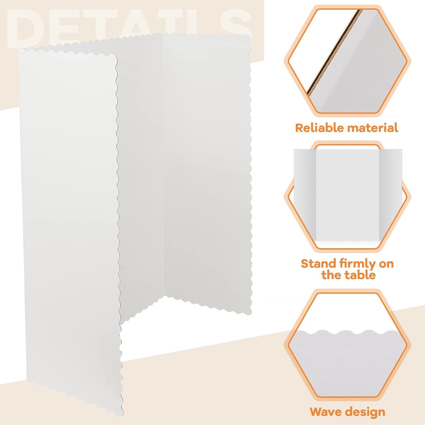 Ctosree 18 Pcs Tri Fold Poster Board Bulk, Lightweight Presentation Board, Science Fair Project Display Paperboard, Single Wall(22 x 38 Inch,White)