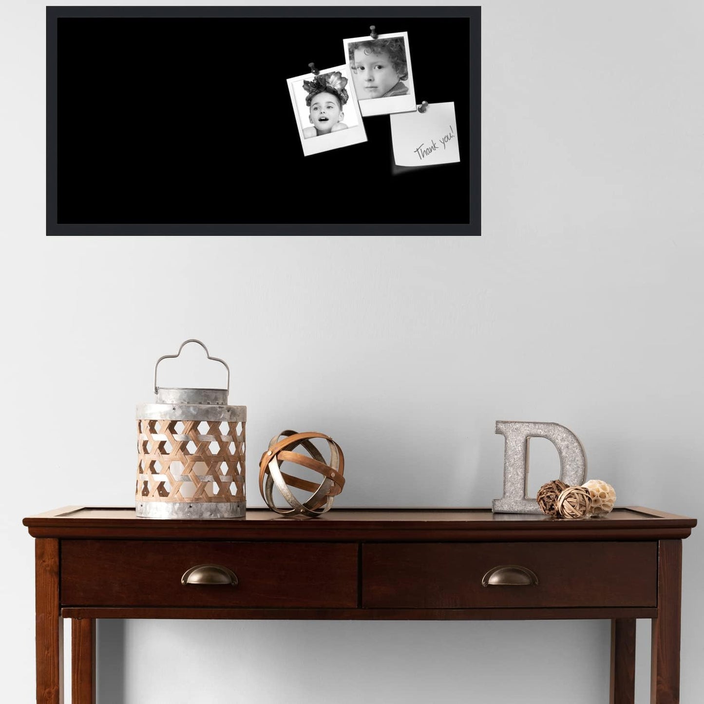 PinPix 36x18 Inch Cork Bulletin Board. This Decorative Framed Pin Board Comes with Solid Black Design and a Satin Black Frame. Ideal for Home Office Decor or Message Board (PinPix-622)