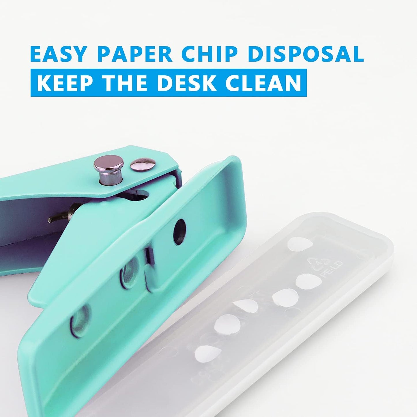 Single Hole Puncher Handheld 1/4 Inches Hole Punch, 20 Sheet Paper Punch Capacity Metal Hole Puncher with Skid-Resistant Base for Paper, Chipboard, Art Project, Green