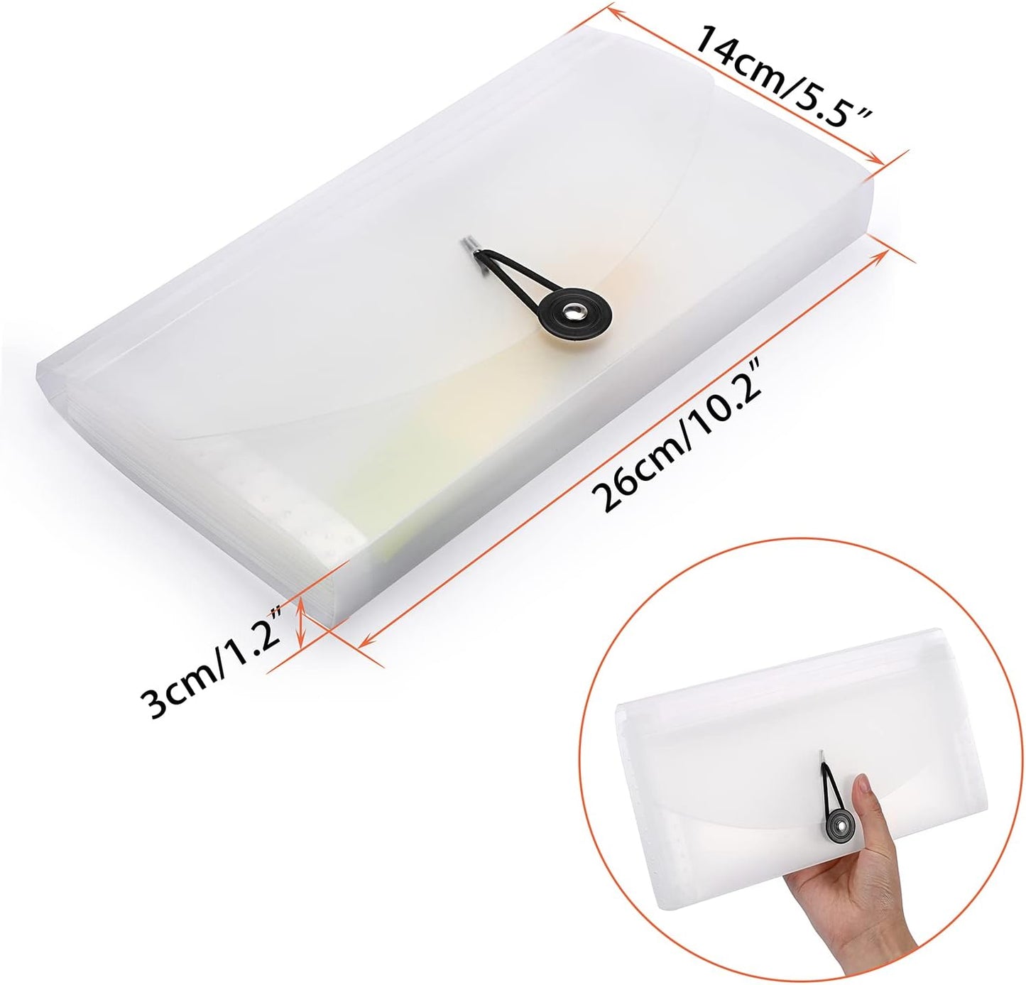 BTSKY Expanding File Folder New 13 Pockets Small Accordion File Expandable Card Ticket Holder Storage Folder Plastic Wallet Case (White Translucent)