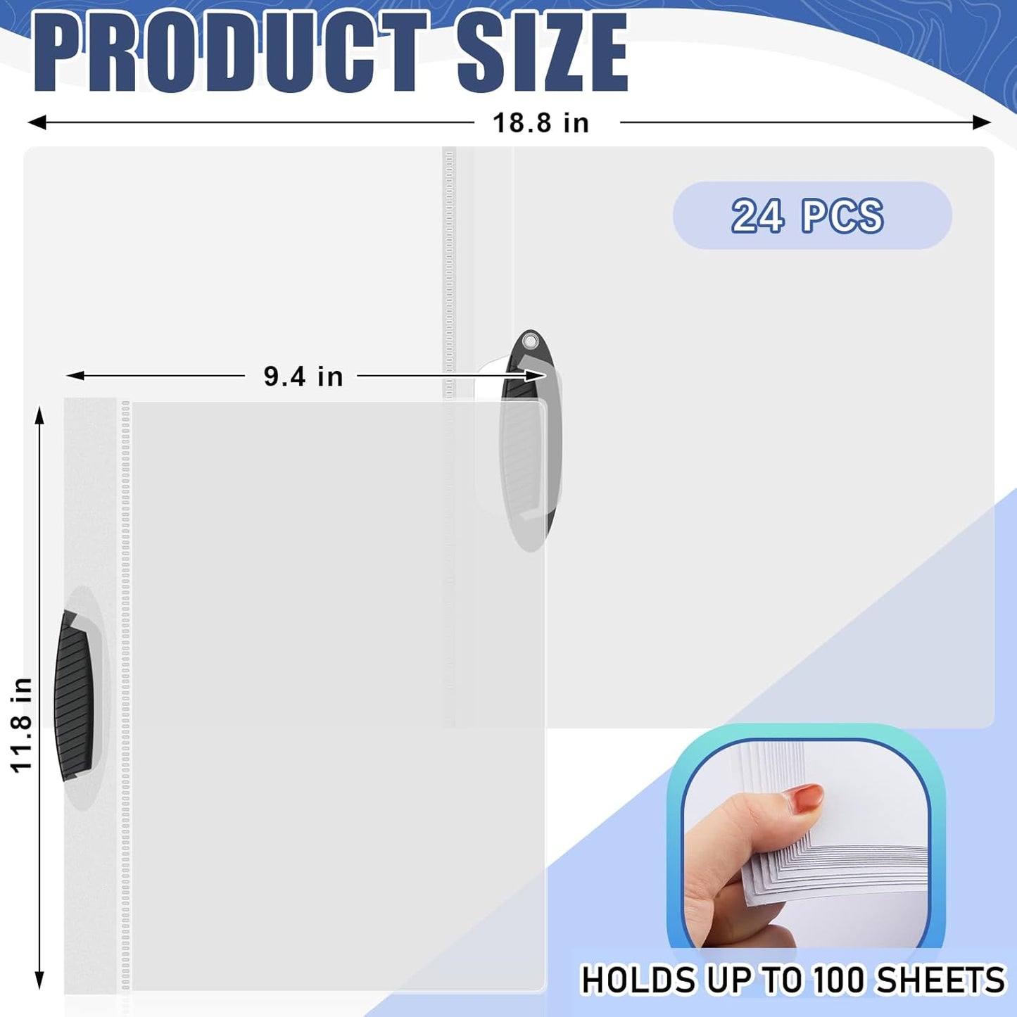 Teling 24 Pcs Clear Report Covers with Sliding Bar and Clip Presentation Folders Resume Folders for Classroom Business Files Document School Office, 9.4 x 11.8 Inches(Clear)