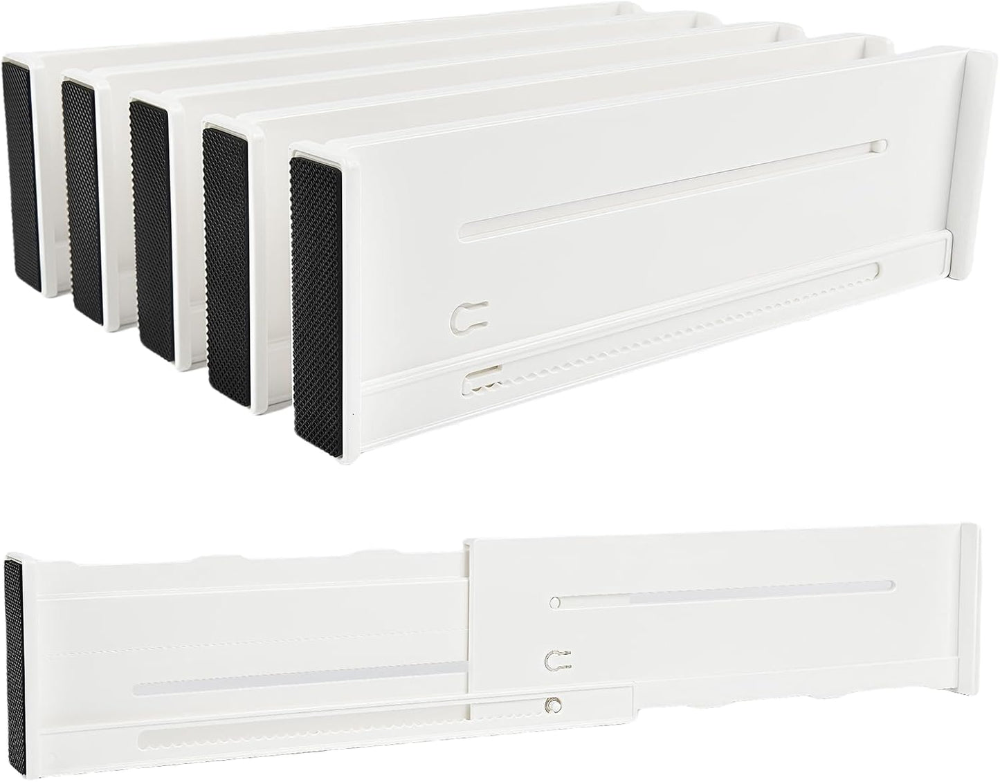 5 Pack Drawer Dividers 3.1" Slim Height Drawer Separators, Non-Slip Plastic Drawer Organizers Expandable 10.6"-17.7" for Shallow Drawers,Kitchen & Clothes Storage, Adjustable Office Drawer Divider