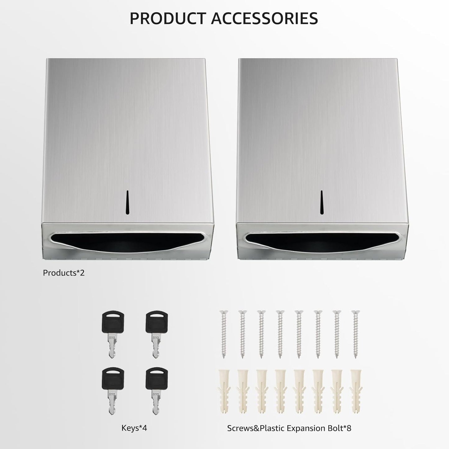 Paper Towel Dispenser Wall Mount - Multifold Trifold Paper Towel Dispensers, Large Capacity Stainless Steel Tissue Holder, Suitable for Bathrooms and Public Places