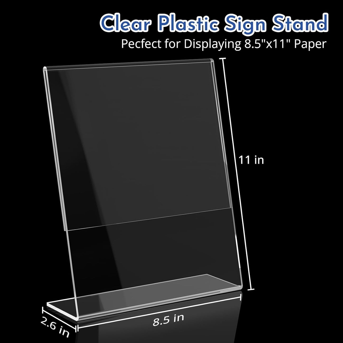 12 Pack Acrylic Sign Holder 8.5 x 11, Clear Desktop Acrylic Display Stands, L Shape Sign Holder, Plastic Flyer Stand for Displaying Posters Picture Flyers Menu